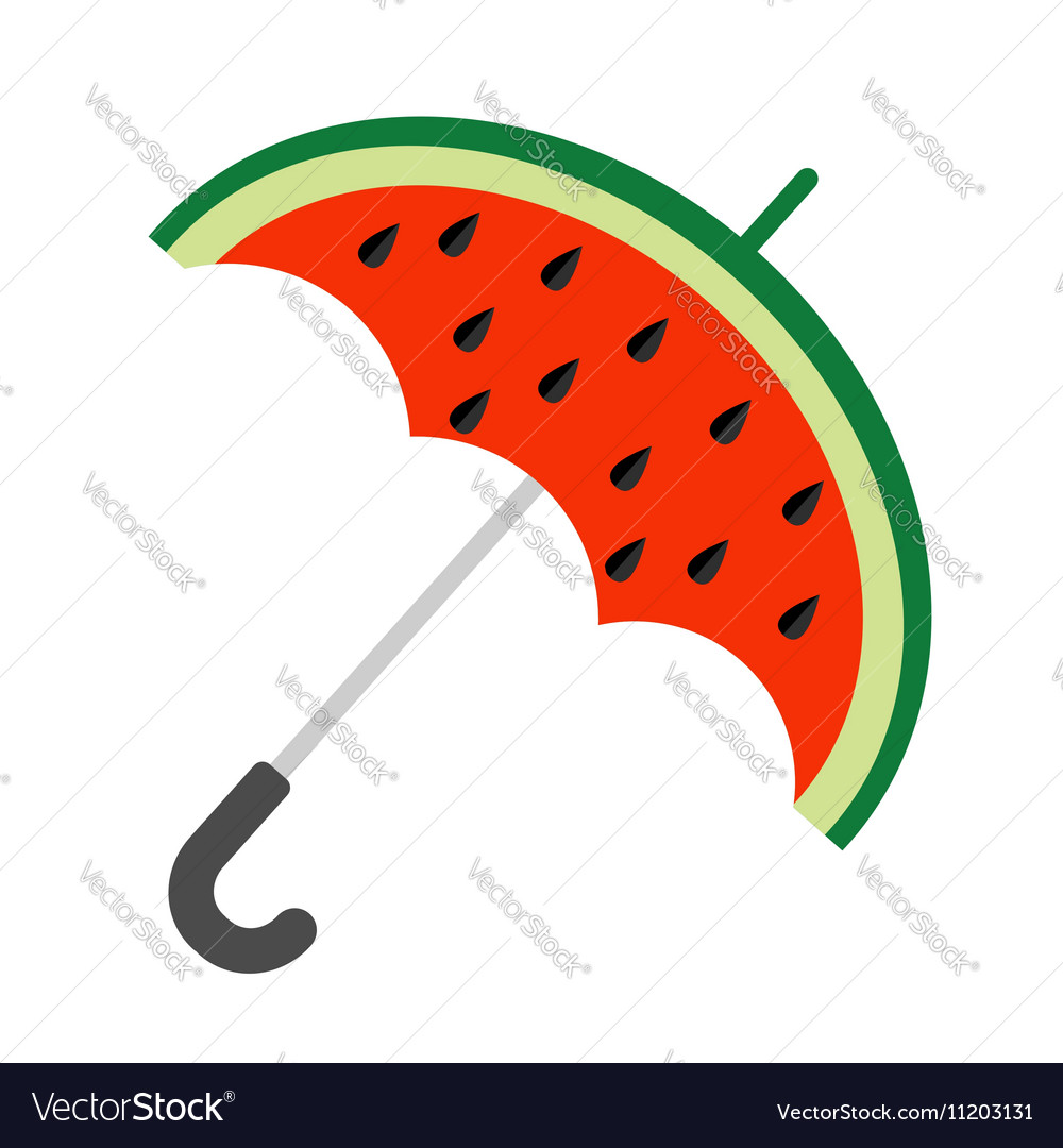 Big Watermelon Slice Cut With Seed Umbrella Shape Vector Image