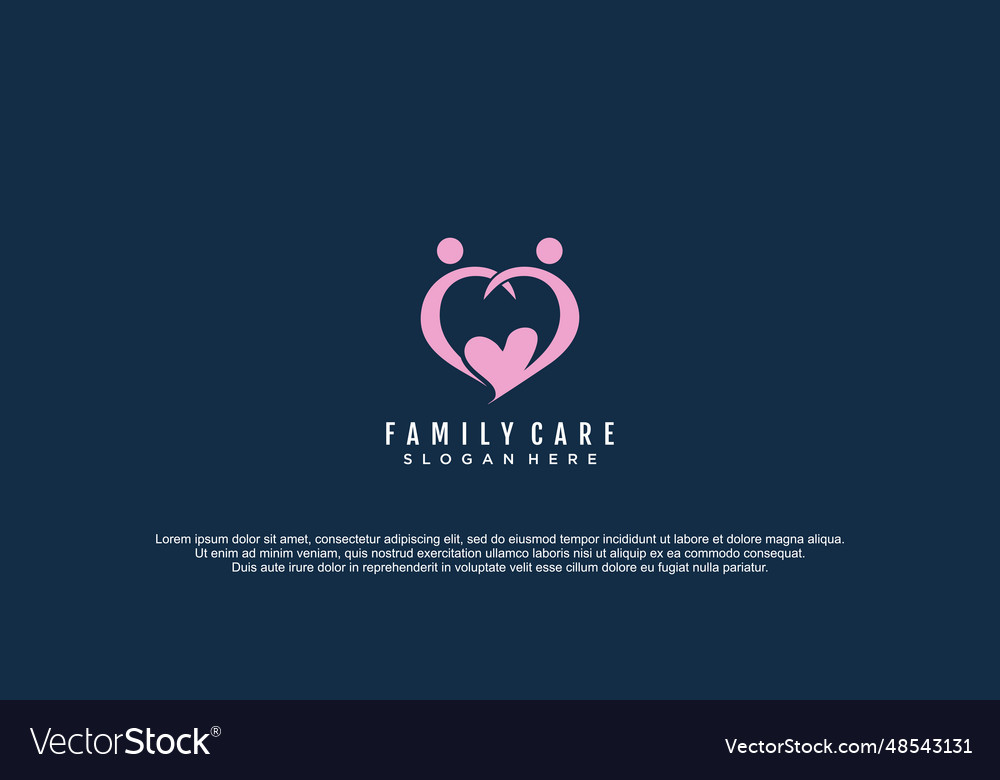 Family care logo with love concept design icon Vector Image