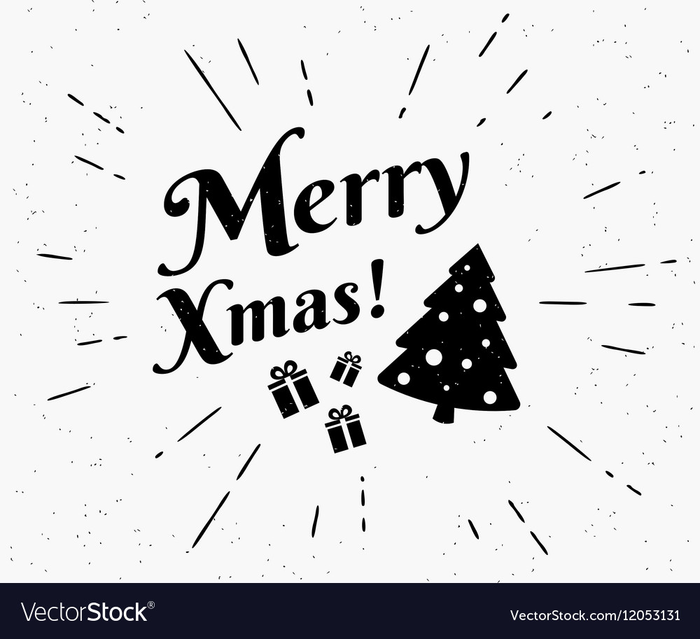 Merry Xmas Vintage Black And White Royalty Free Vector Image