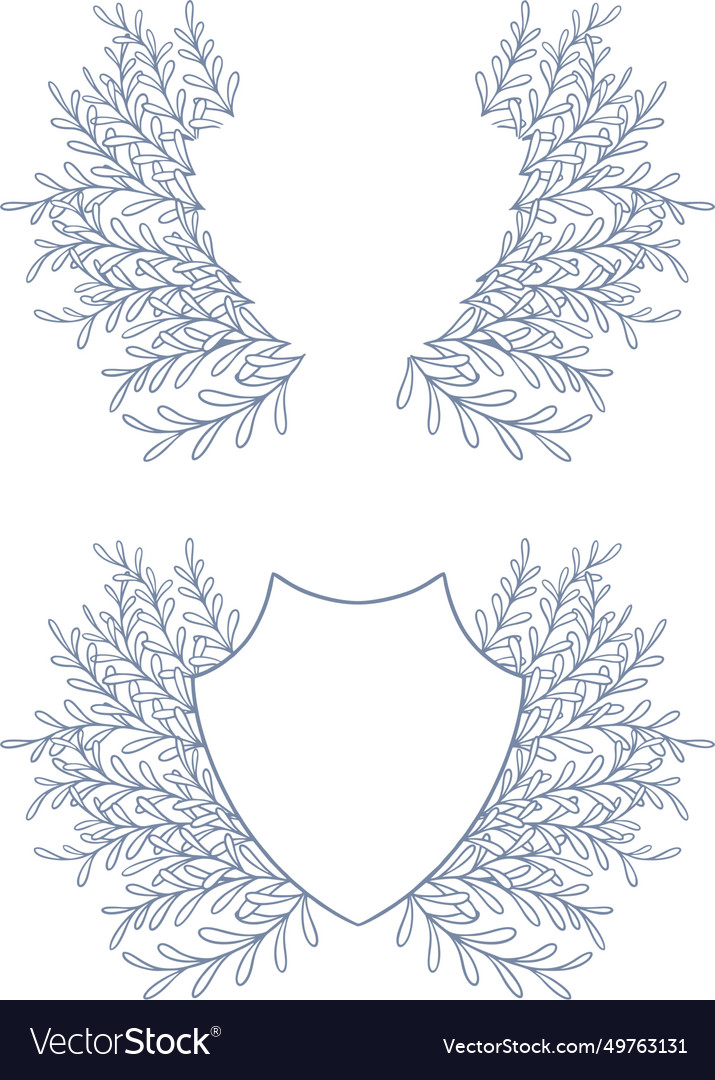Set vintage leaves wreath wedding crest template Vector Image