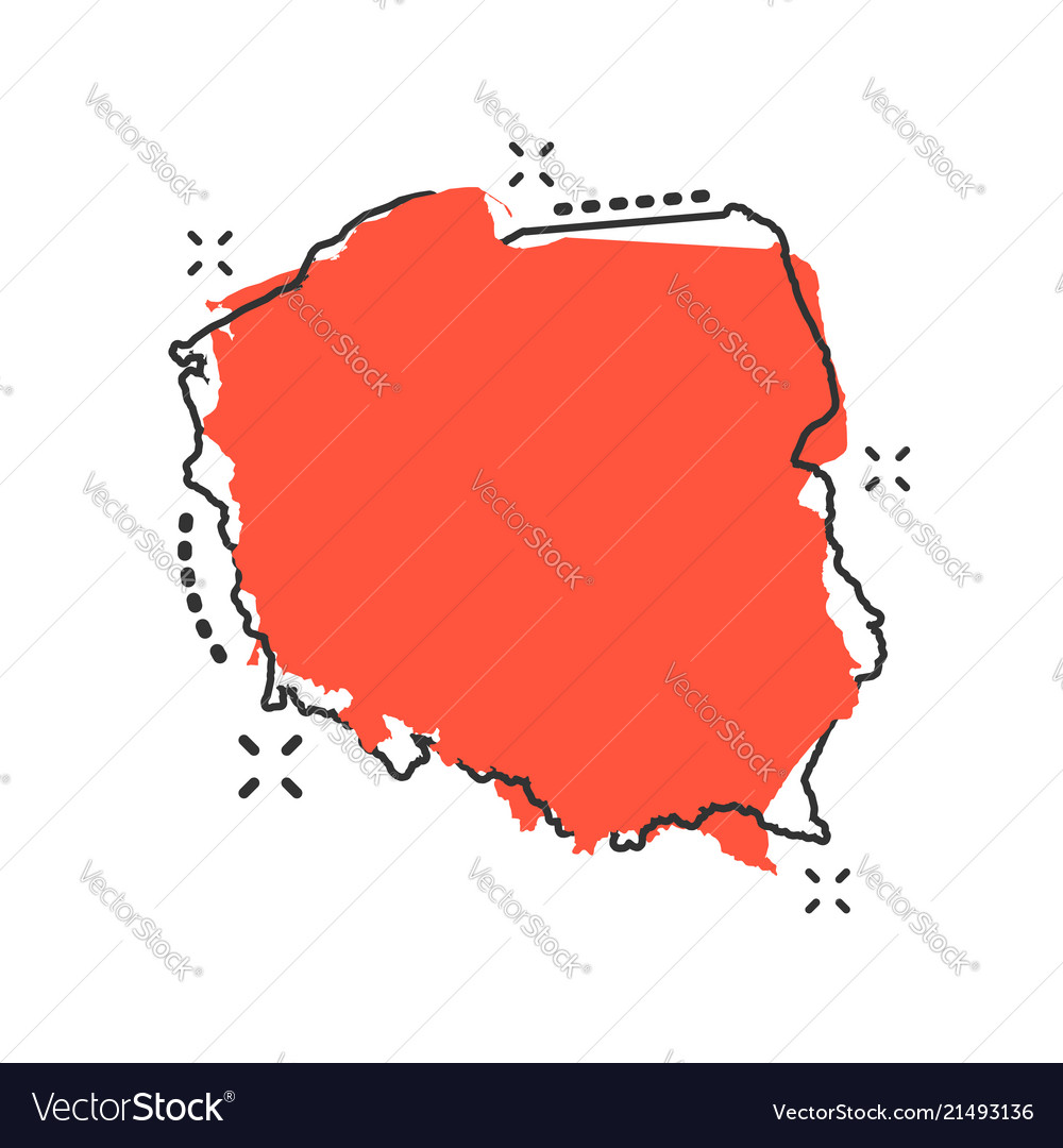 Cartoon poland map icon in comic style poland Vector Image