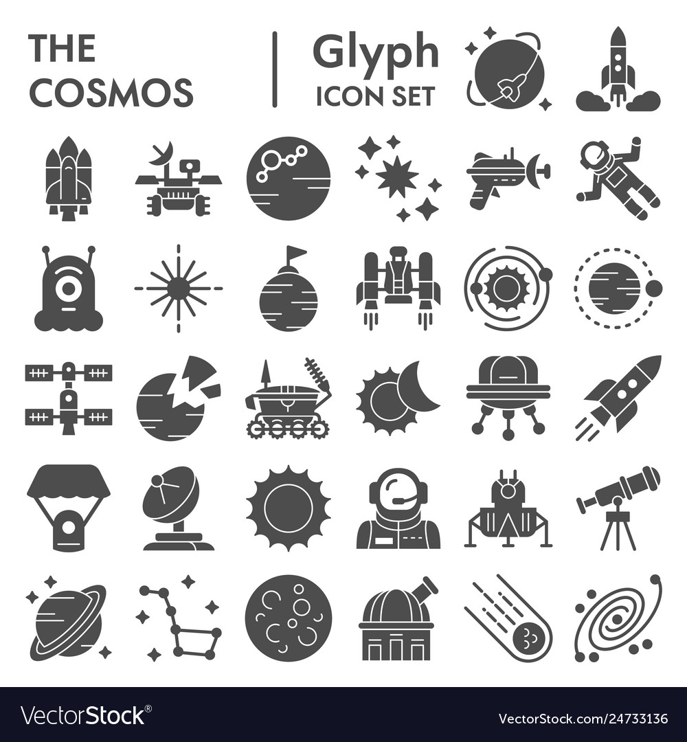 Cosmos glyph icon set space symbols collection