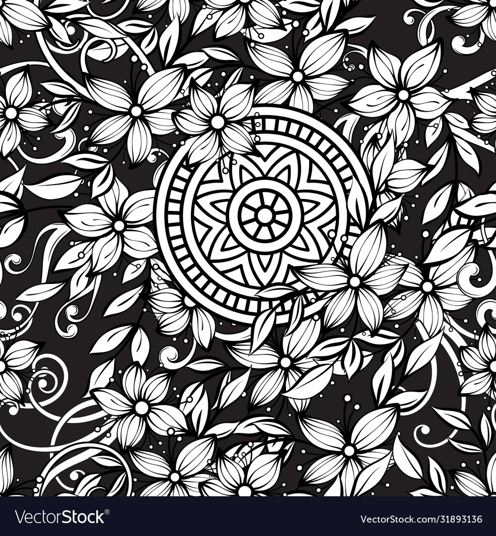 Floral pattern in black and white