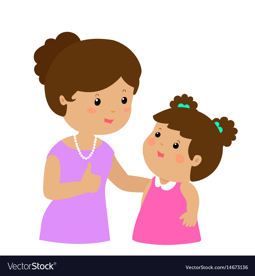 Mother admire daughter character cartoon Vector Image