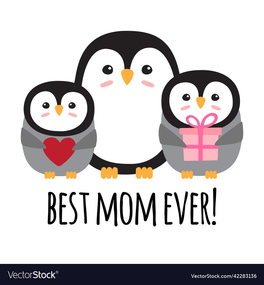 Penguin Mom mit Babys und am besten jemals