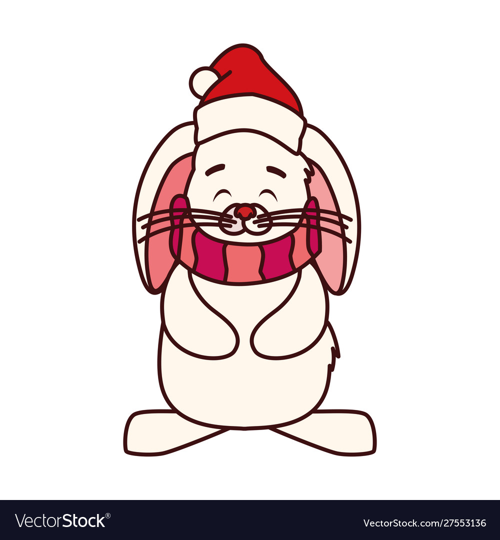 Rabbit with hat and scarf in white background