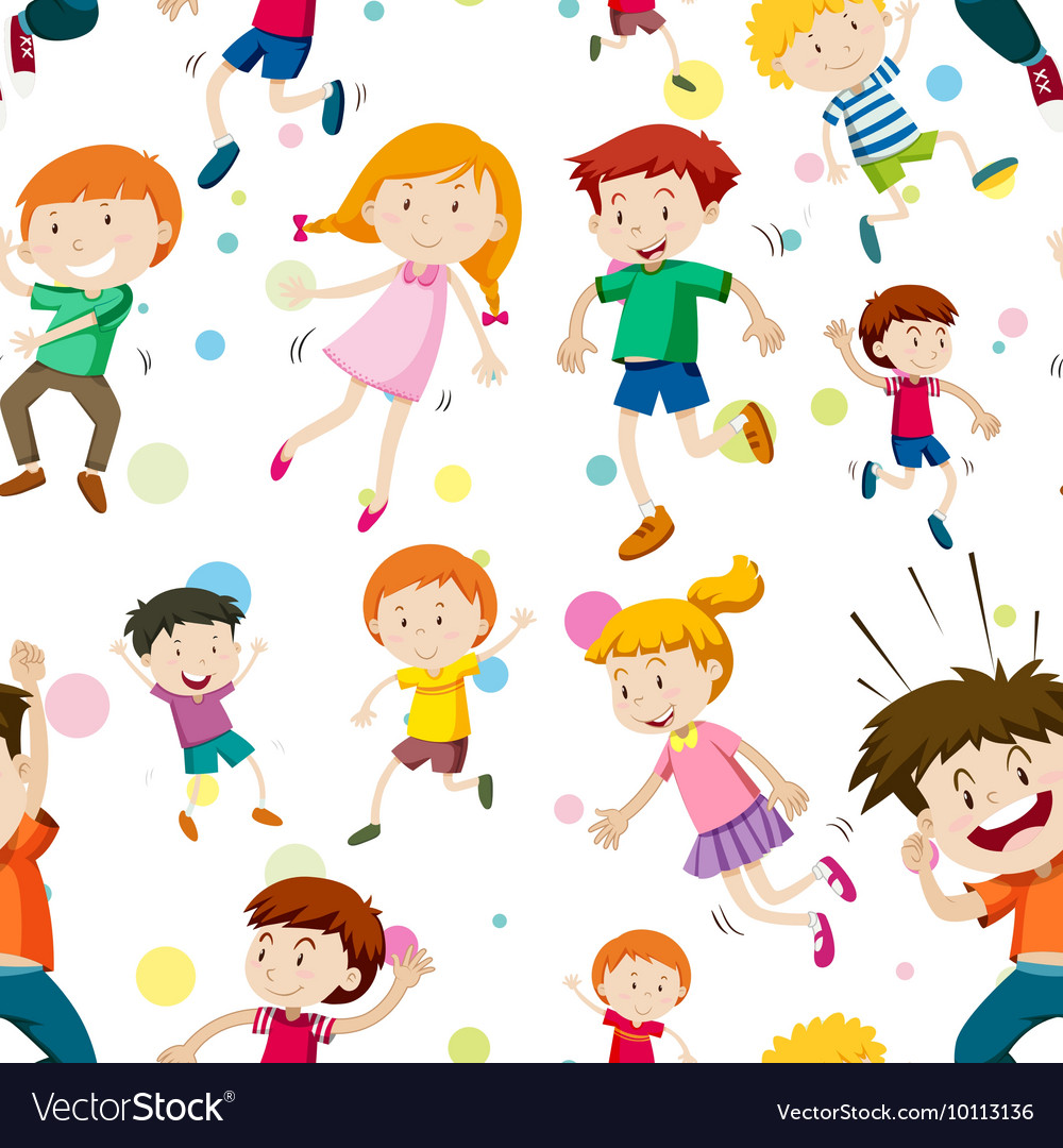 Seamless background with happy children