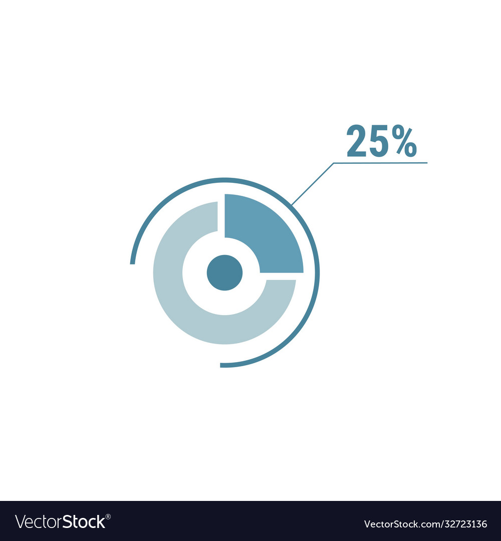 Twenty Five Percent Chart 25 Percentage Diagram Vector Image