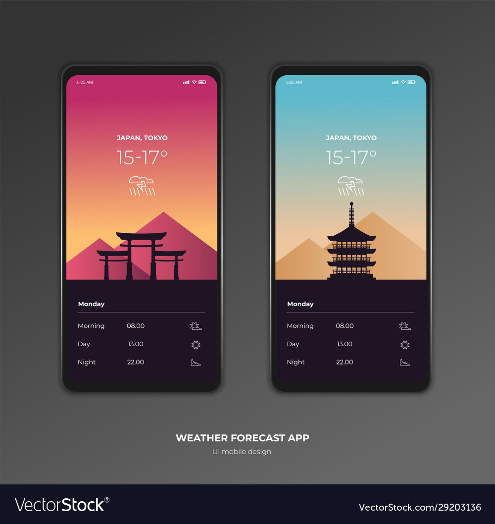 Download Weather Forecast App Ux Ui Design Mockup Vector Image