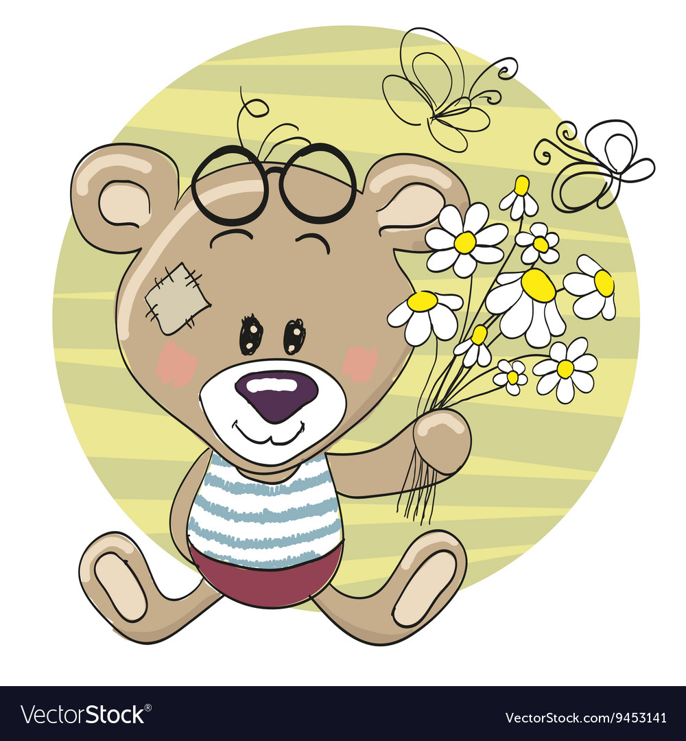 Bear with flowers