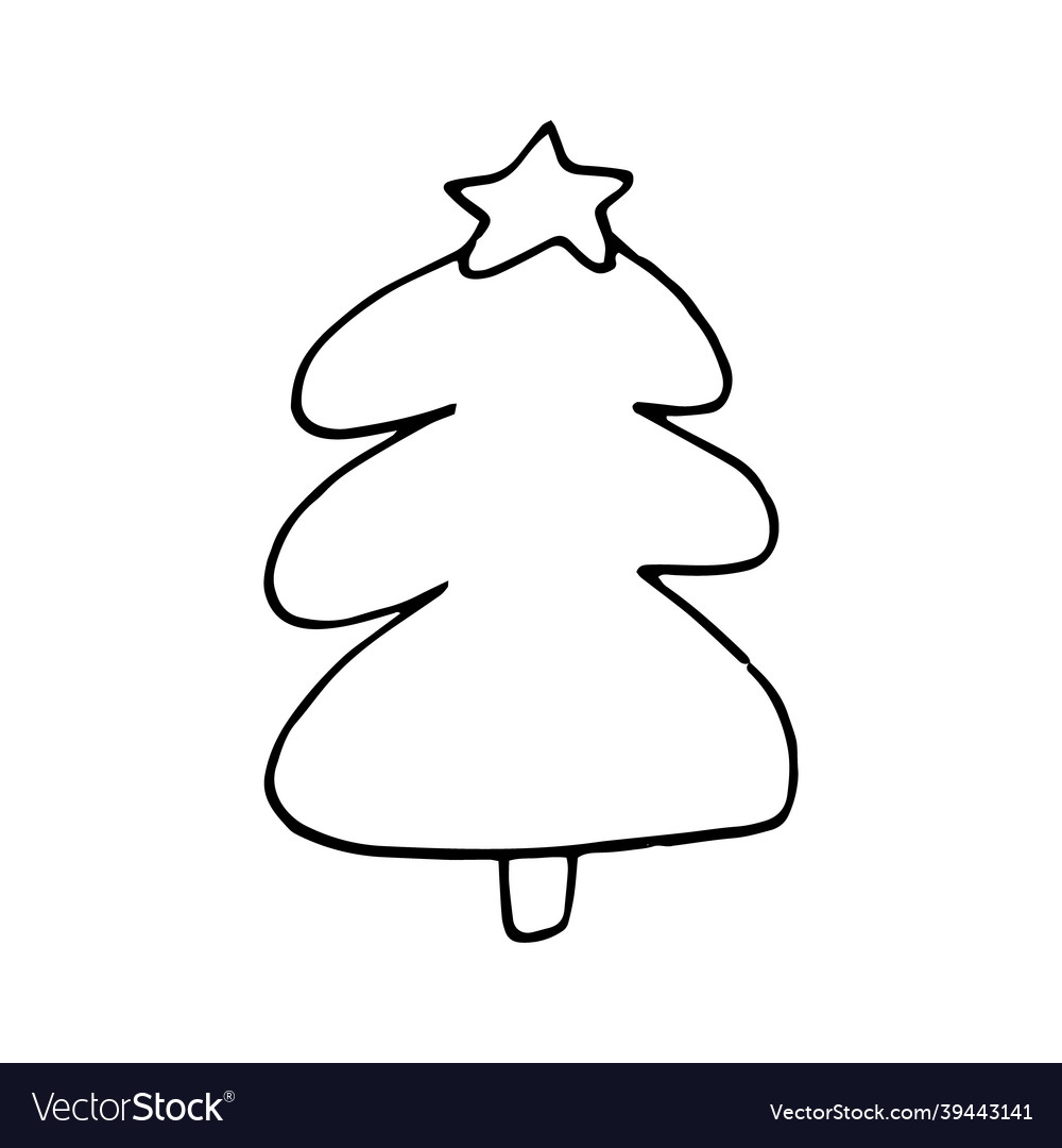 Christmas tree hand drawn doodle minimalism Vector Image