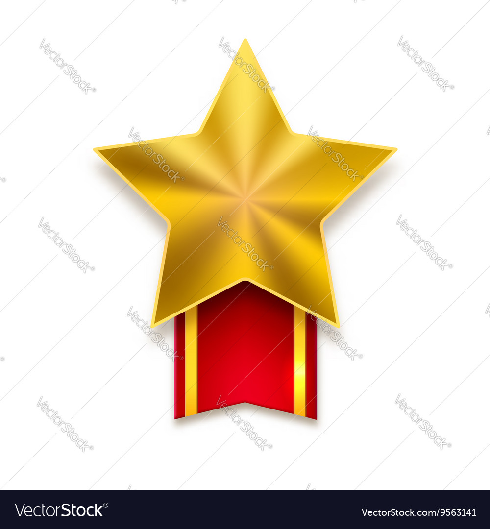 Golden star with red ribbon Royalty Free Vector Image