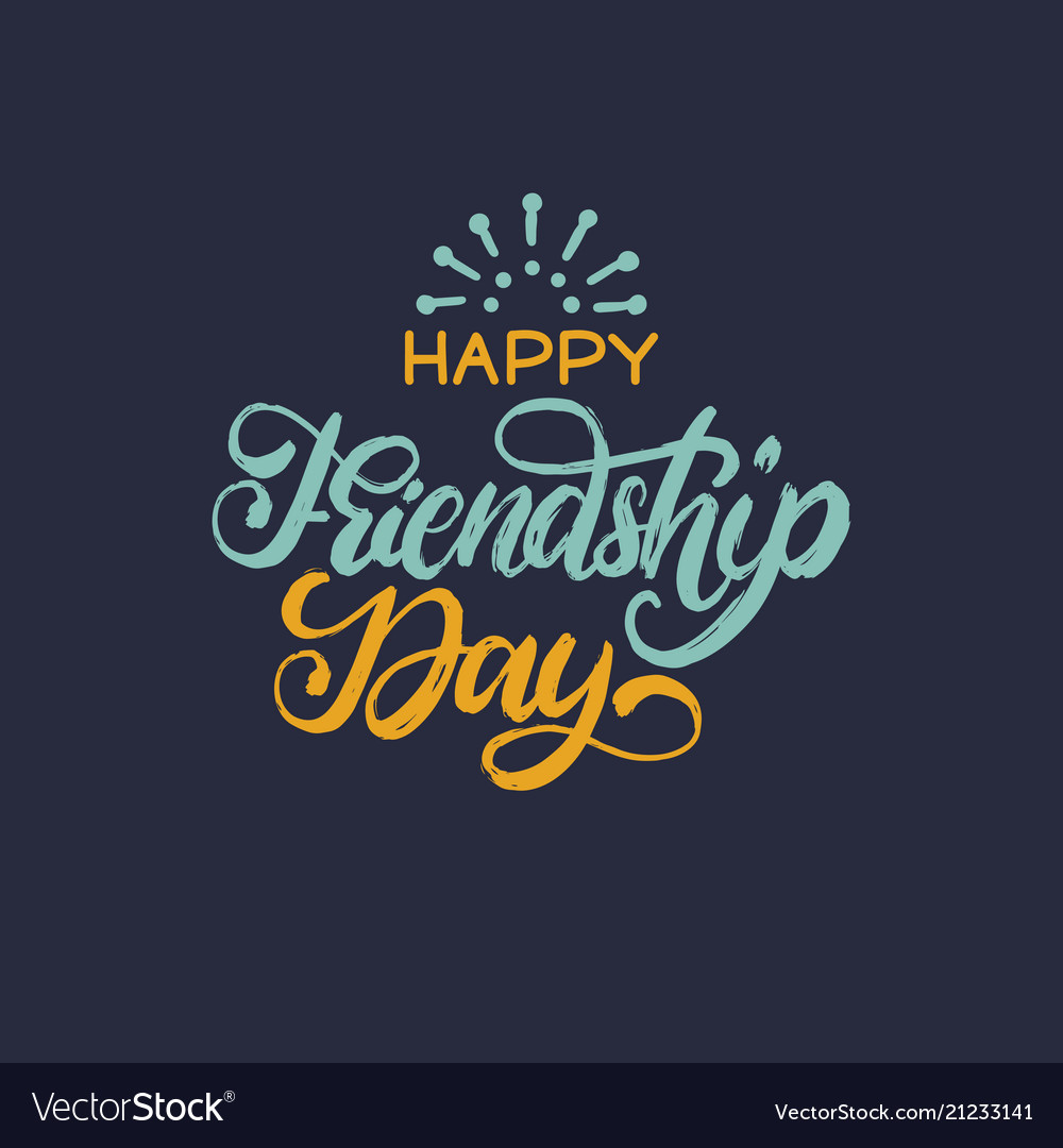 Happy friendship day hand lettering Royalty Free Vector