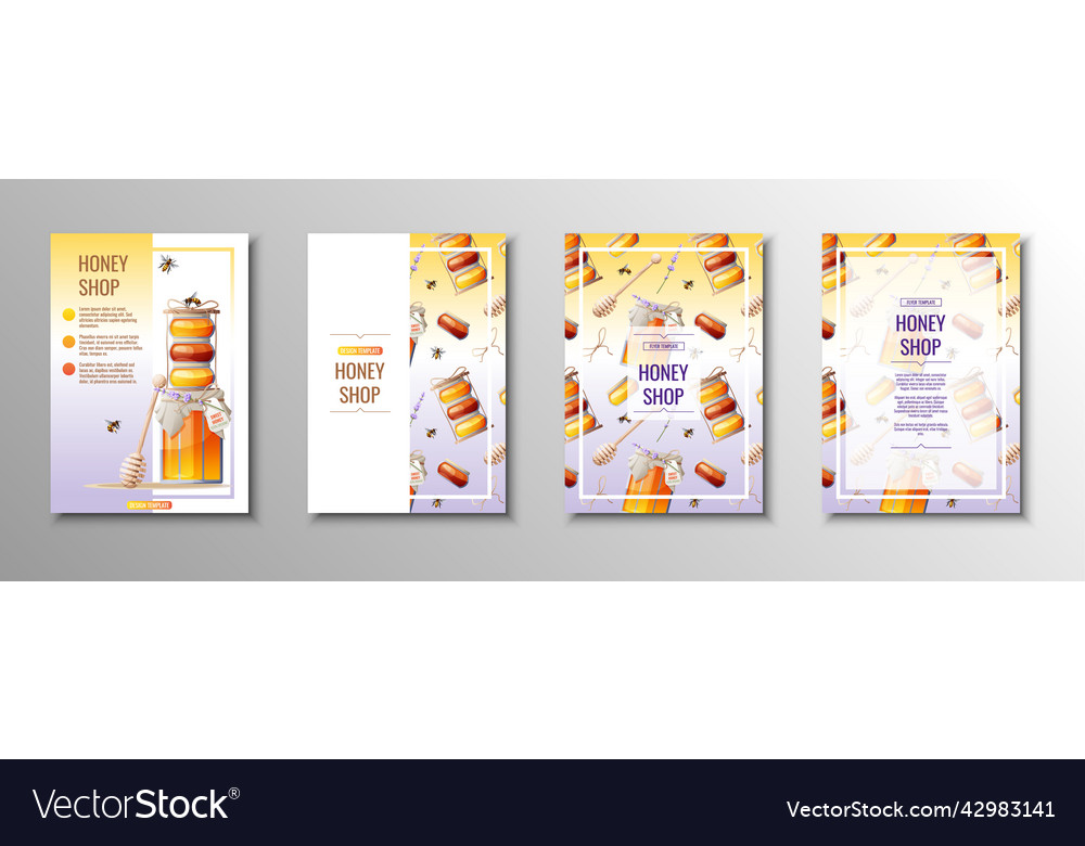 Honey products flyer set shop bank