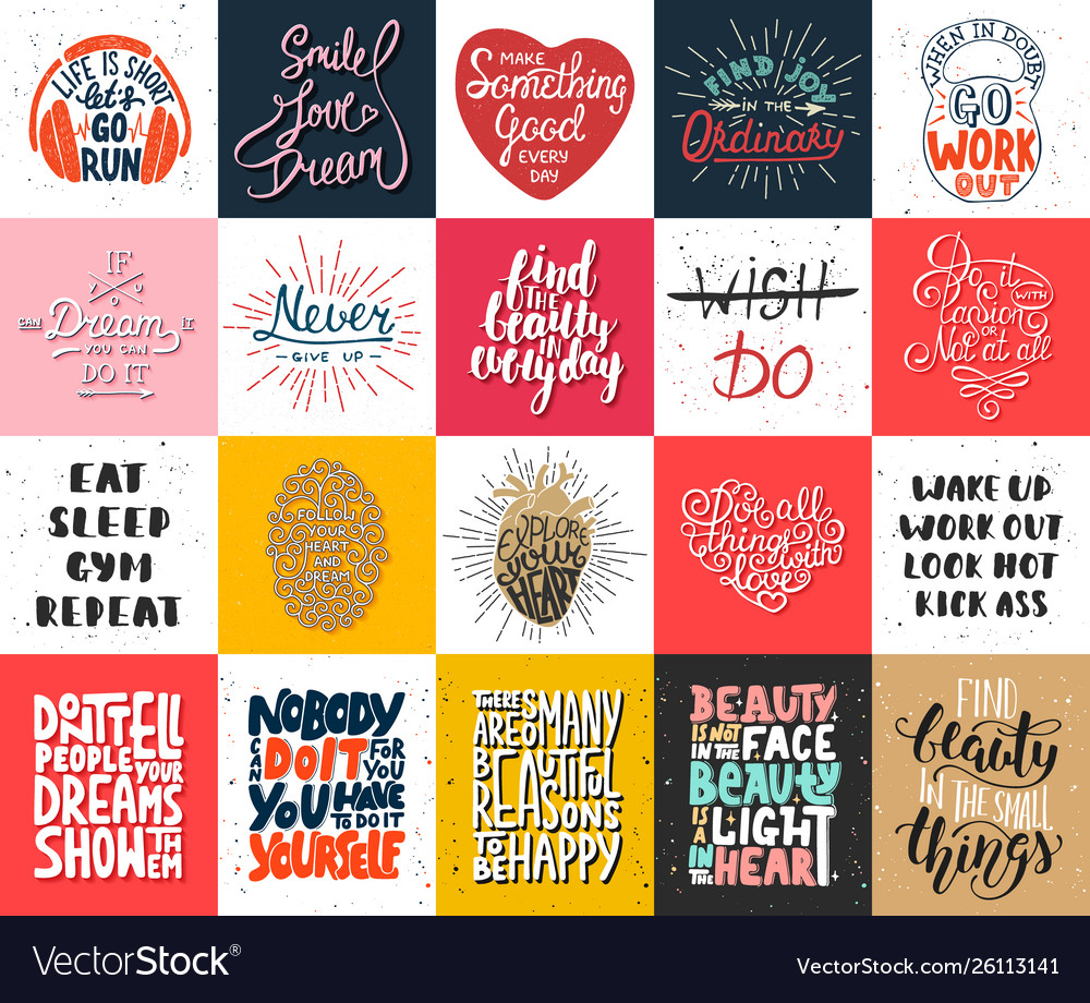 Set 20 motivational and inspirational Royalty Free Vector