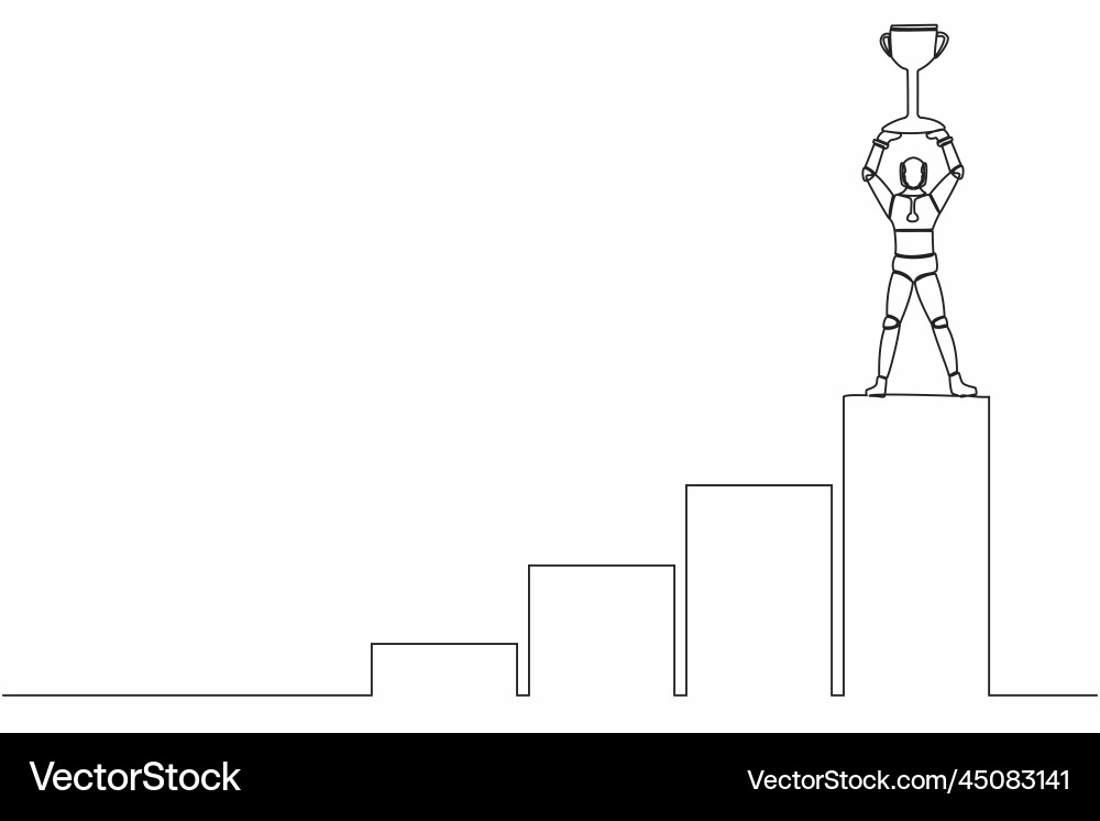 Single continuous line drawing robot climbing Vector Image