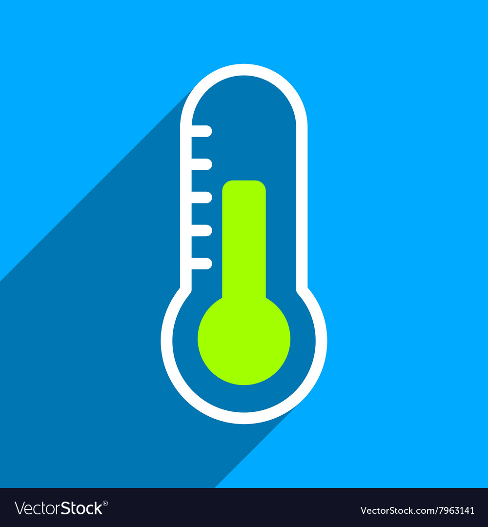 Temperature flat square icon with long shadow Vector Image