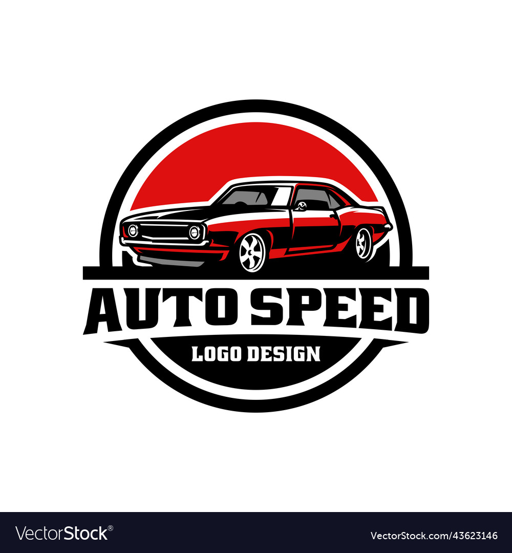 American Muscle Car Logo With Emblem Style Vector Image