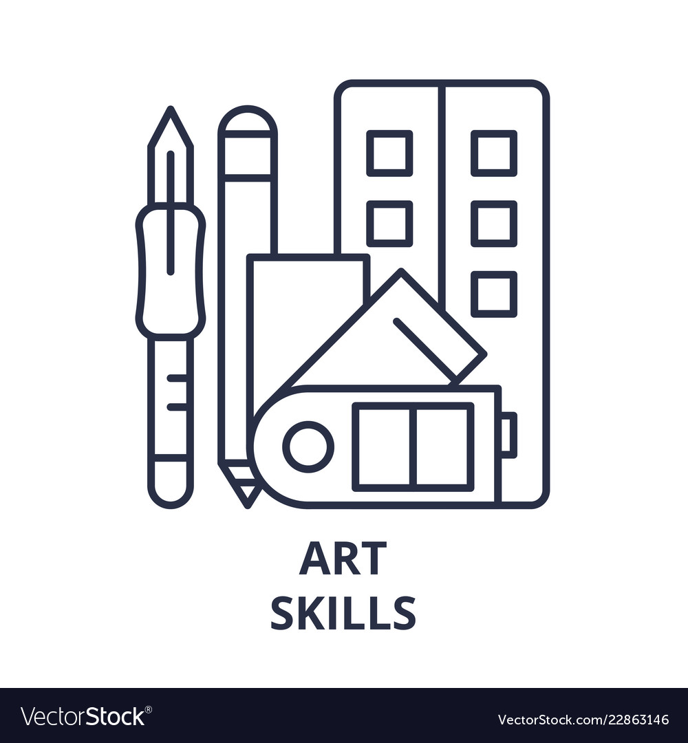 Art skills line icon concept skills Royalty Free Vector