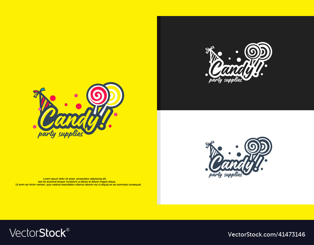 Candy on stick text logo lettering for sweet