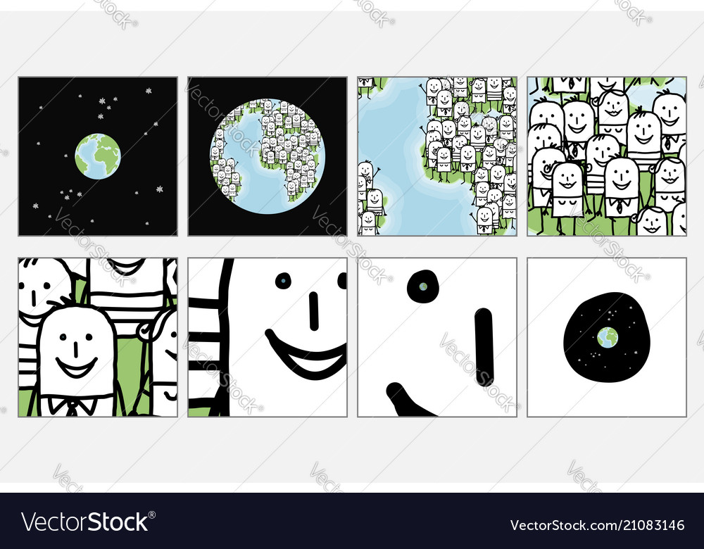 Cartoon infinite loop and zoom on human Royalty Free Vector