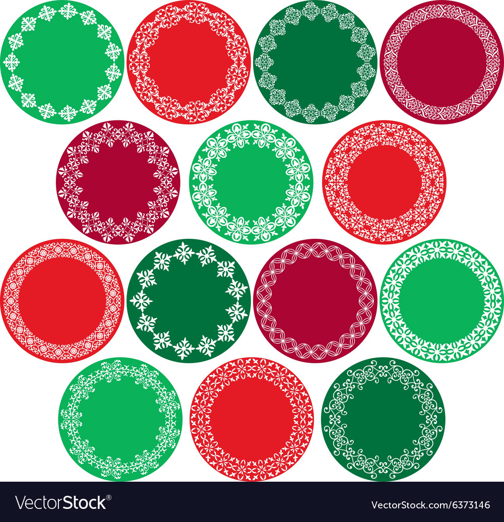 Christmas circle labels Royalty Free Vector Image