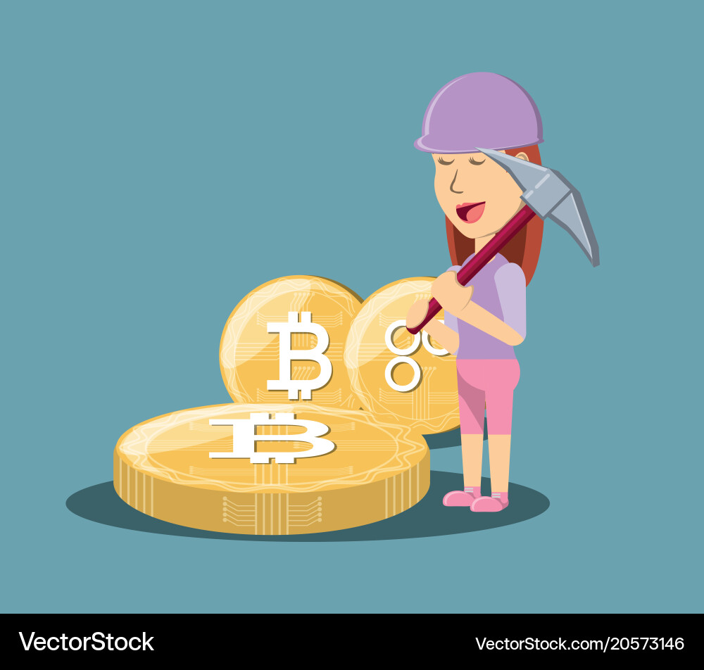 Cryptocurrency mining design Royalty Free Vector Image