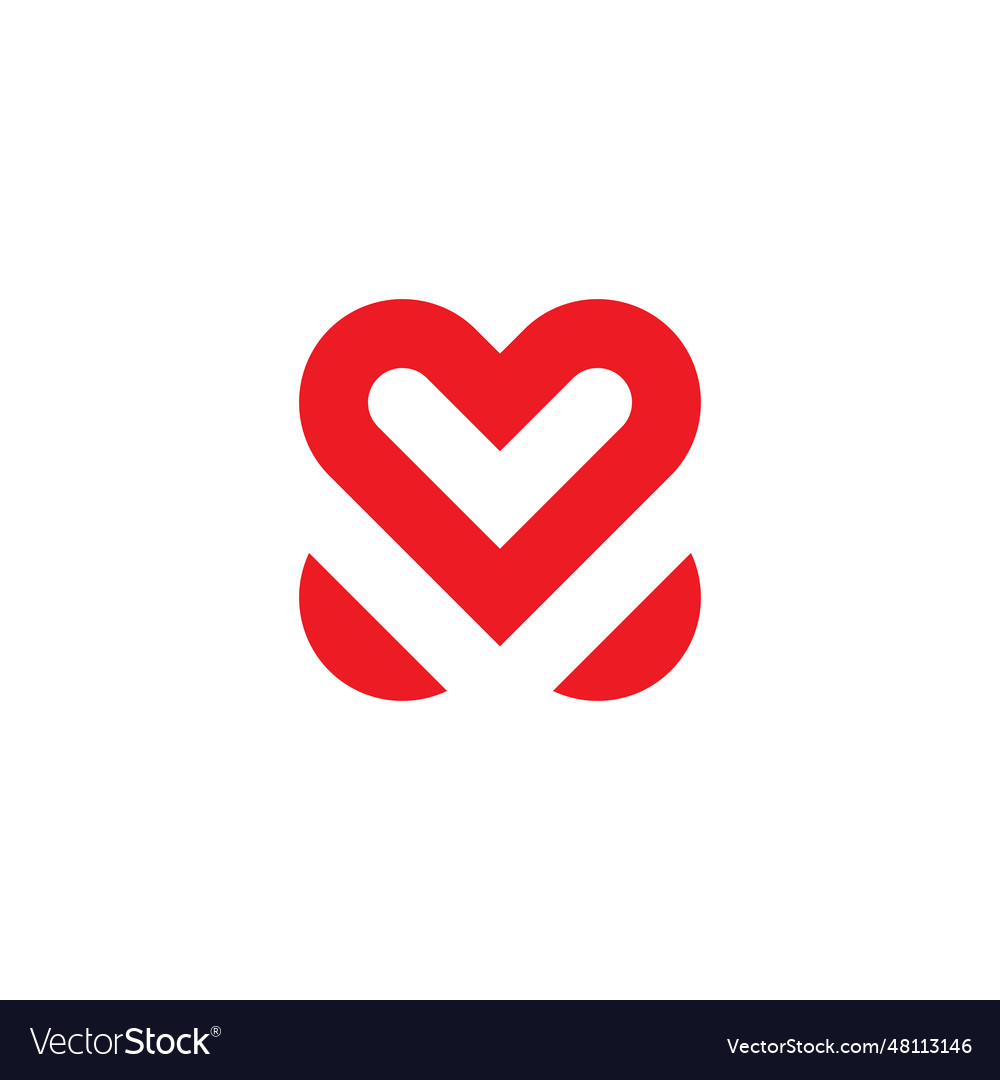 Letter m heart curve outline geometric symbol