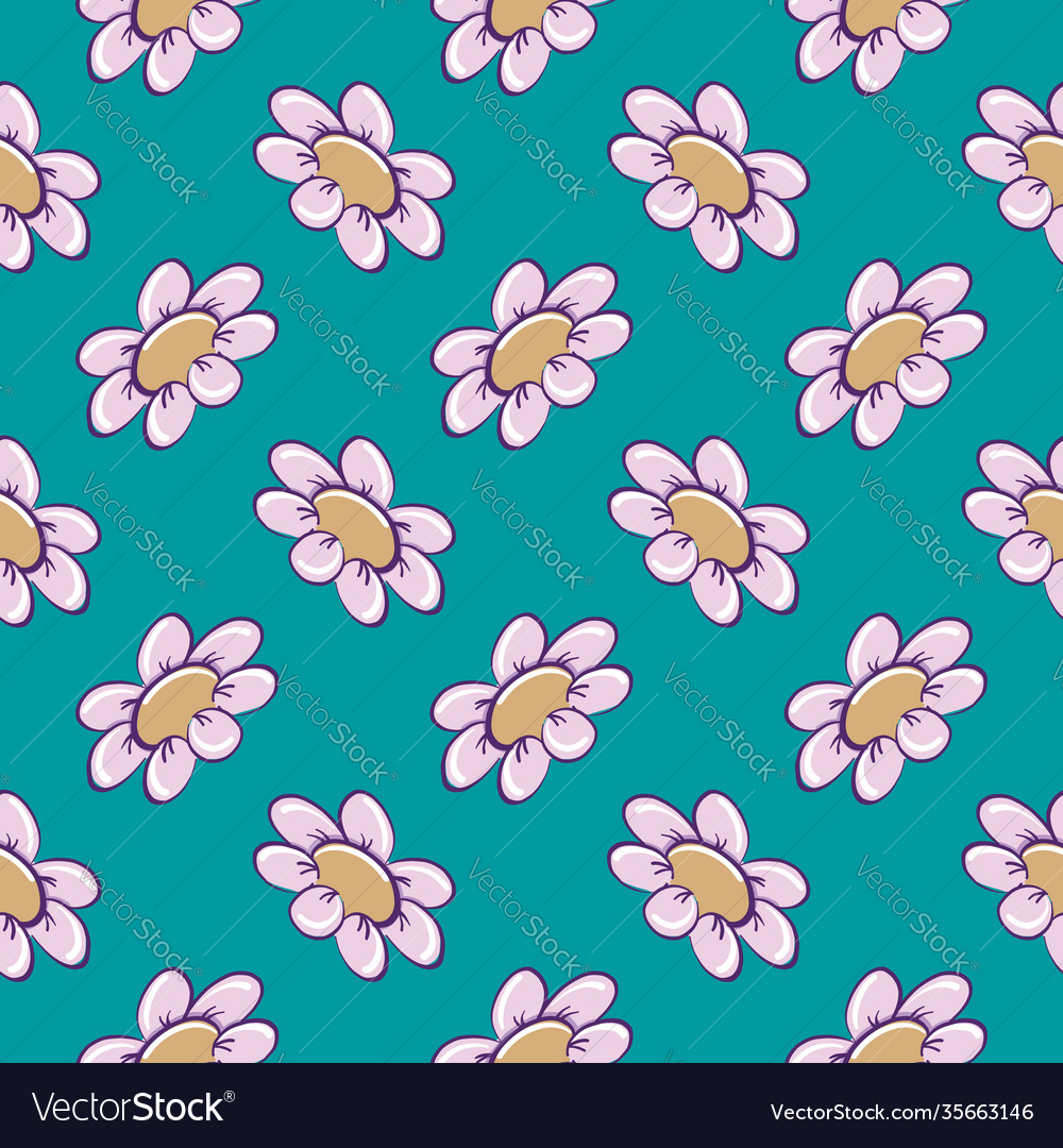 Pink Baby Flower Seamless Pattern On A Dark Vector Image