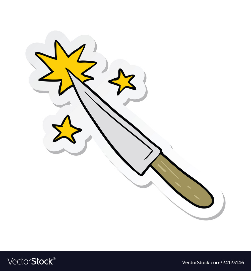 Sticker Of A Cartoon Sharp Kitchen Knife Vector Image