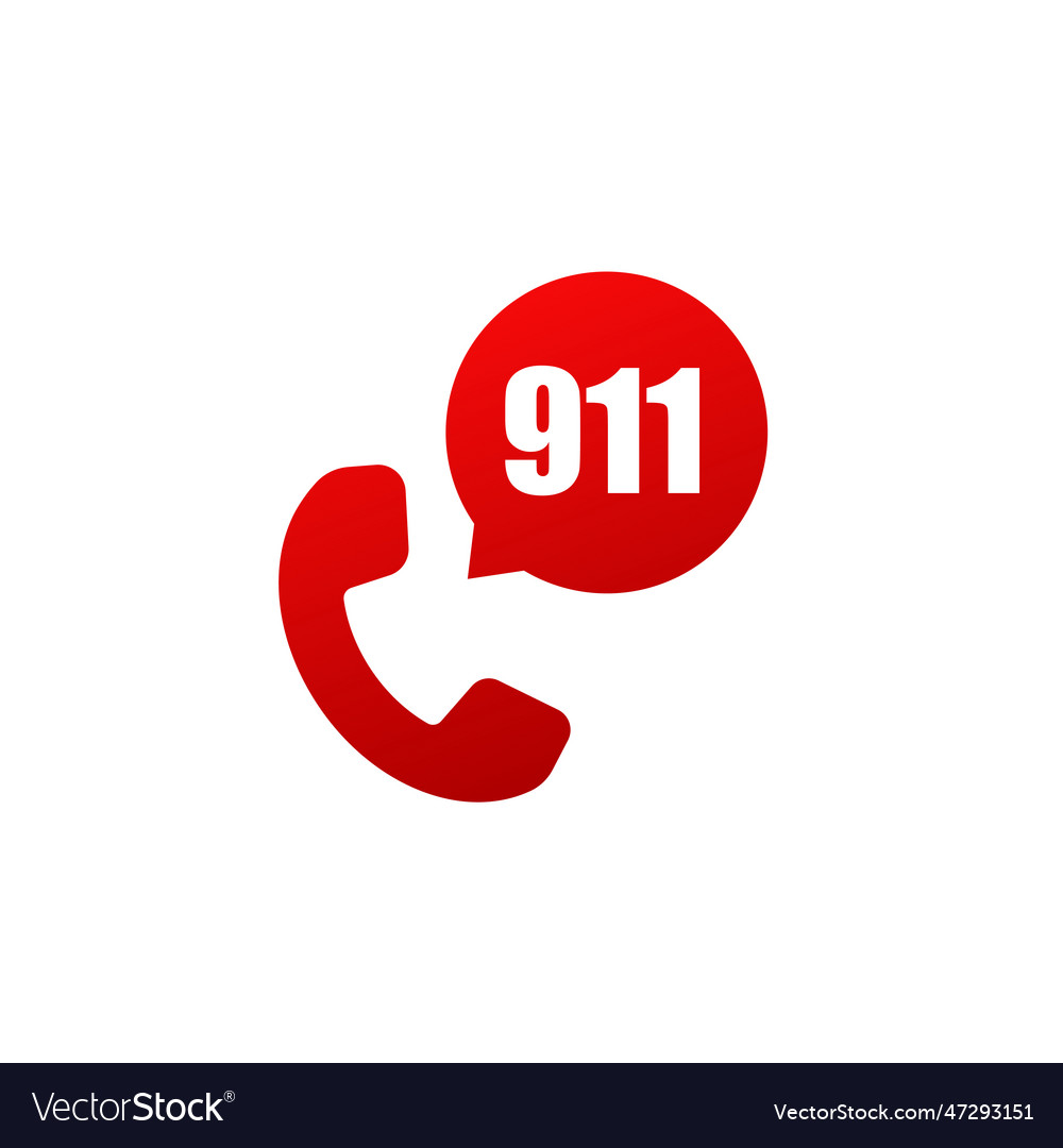 911 emergency call number button Royalty Free Vector Image