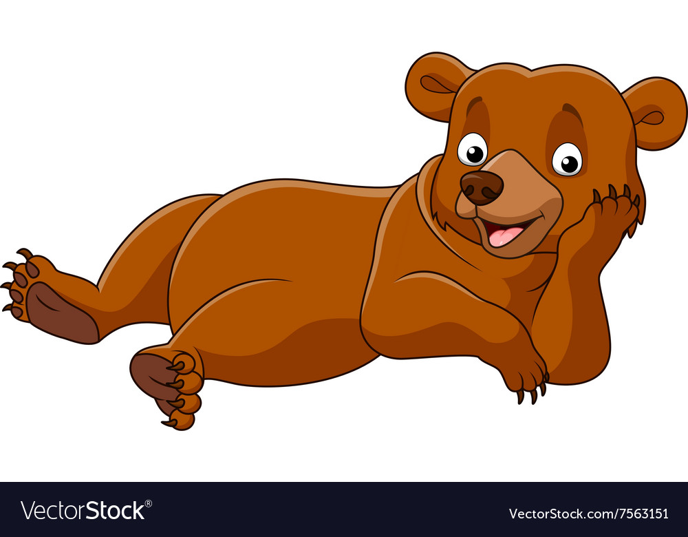 Cartoon bear lazy isolated on white background