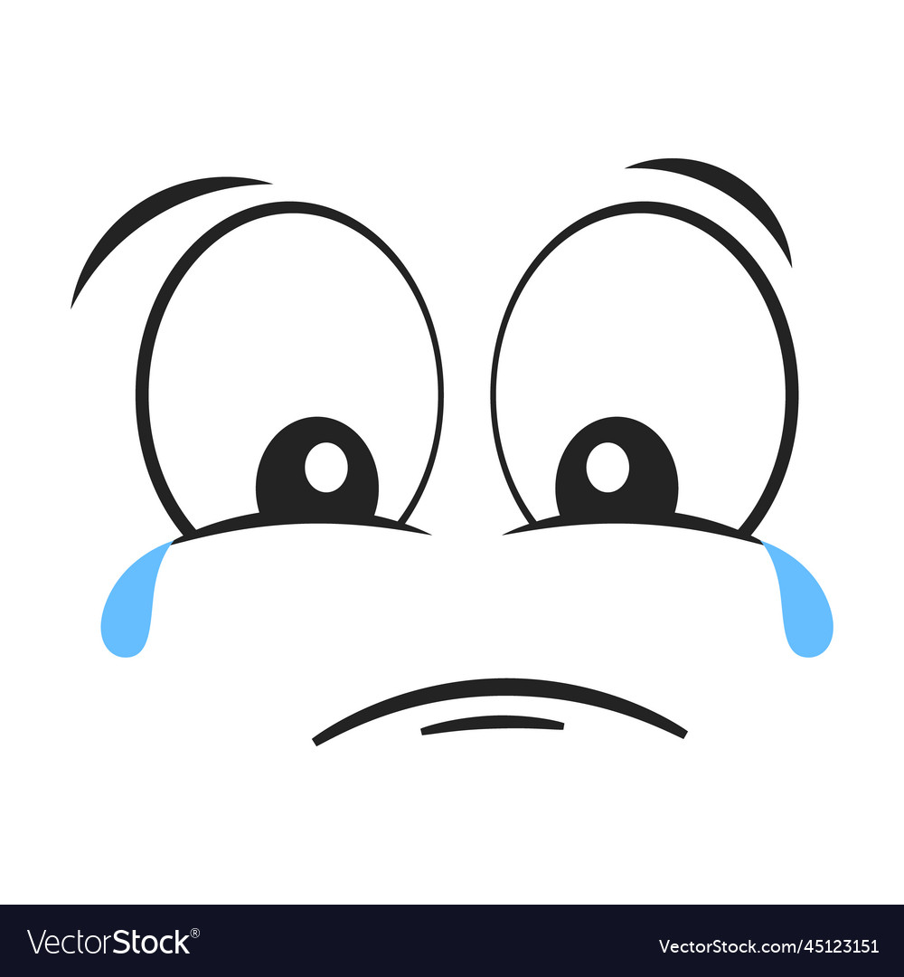 Cartoon crying face expression illu Royalty Free Vector