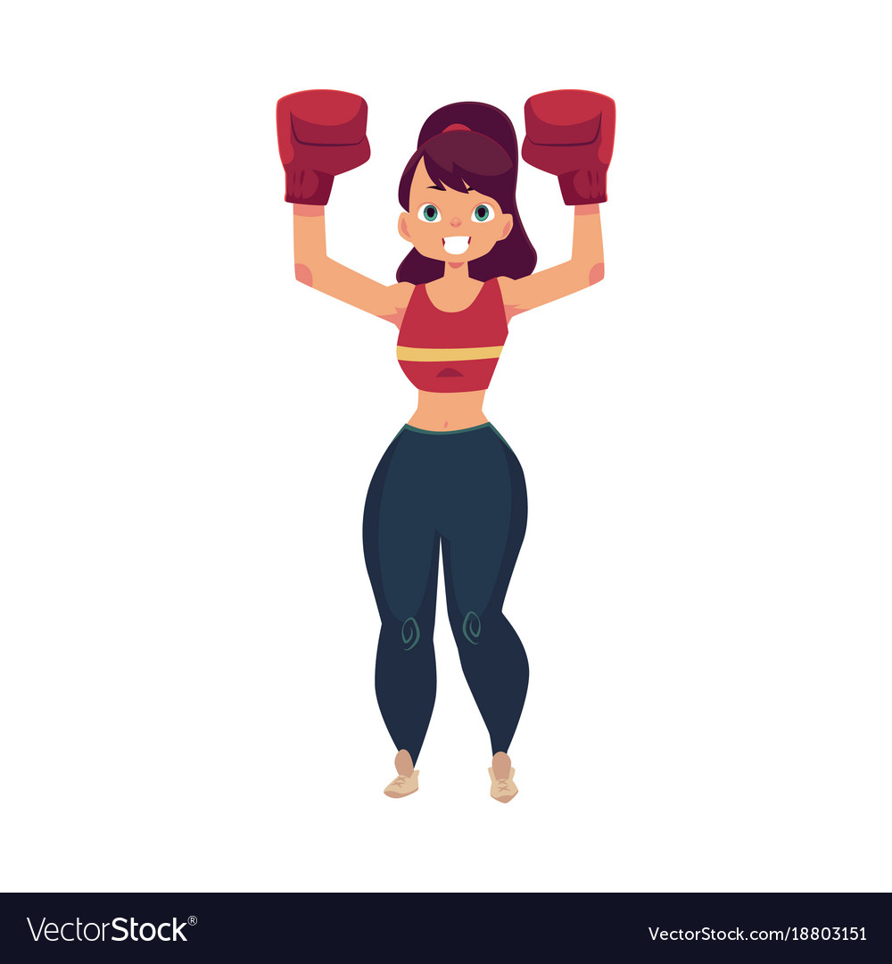 Flat muscular althlete boxer woman Royalty Free Vector Image