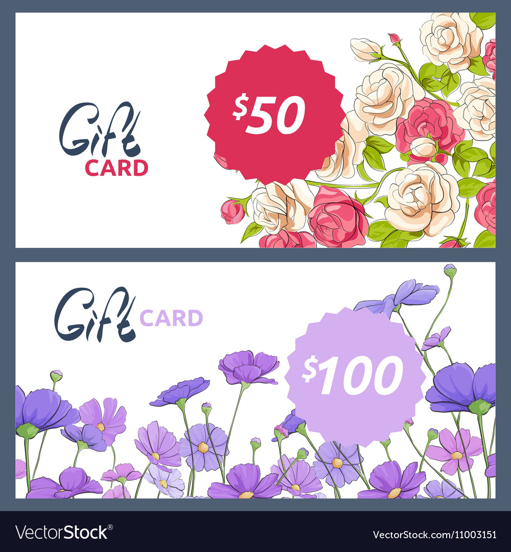 Gift card with colorful flowers