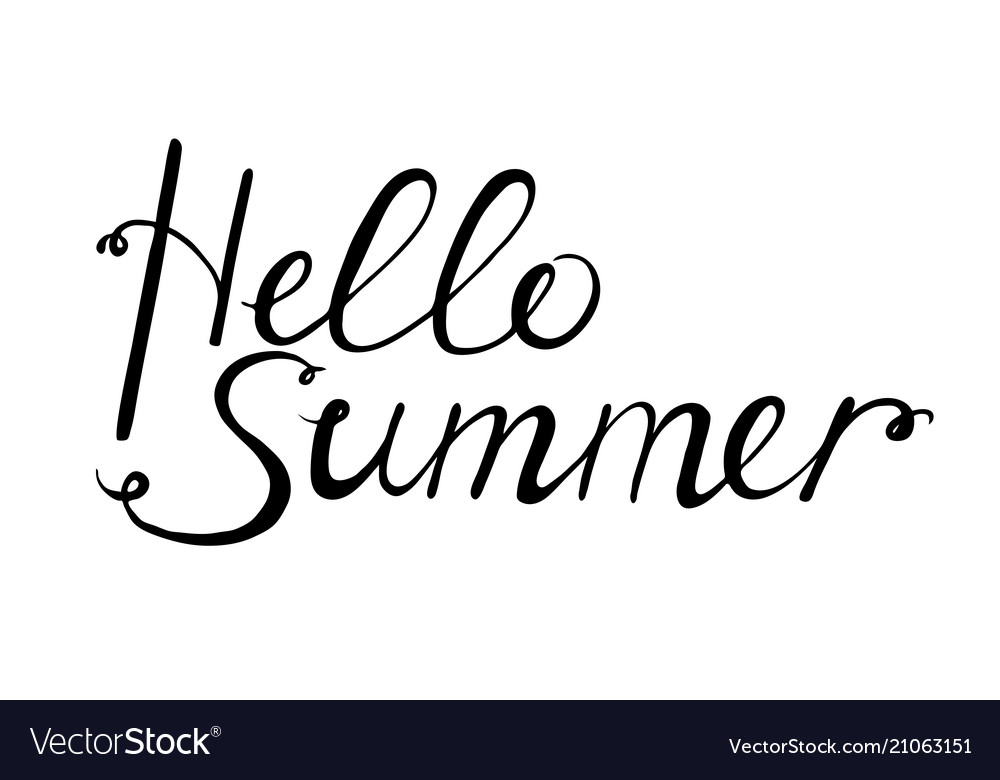 Hello summer black lettering for design