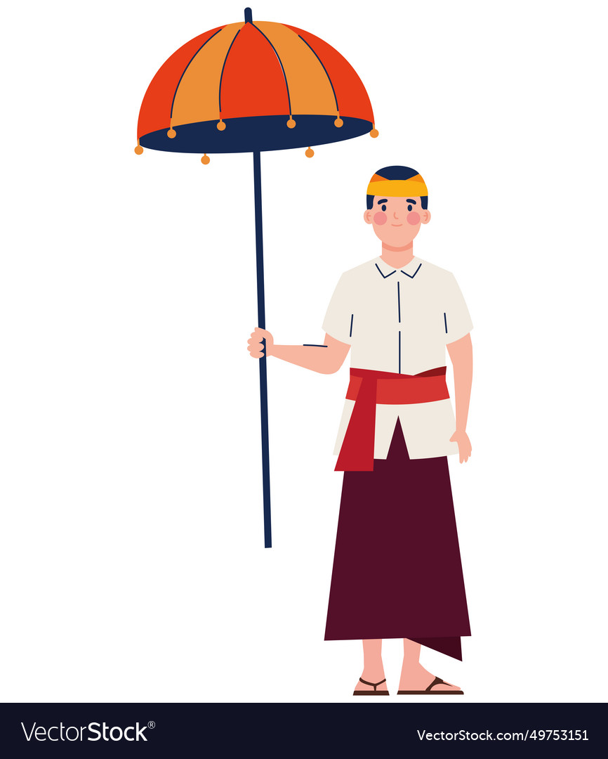 Nyepi Man With Umbrella Royalty Free Vector Image