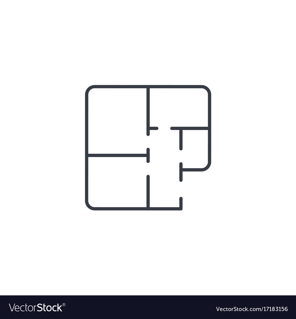 Architectural Drawings Apartment Plan Thin Line Vector Image