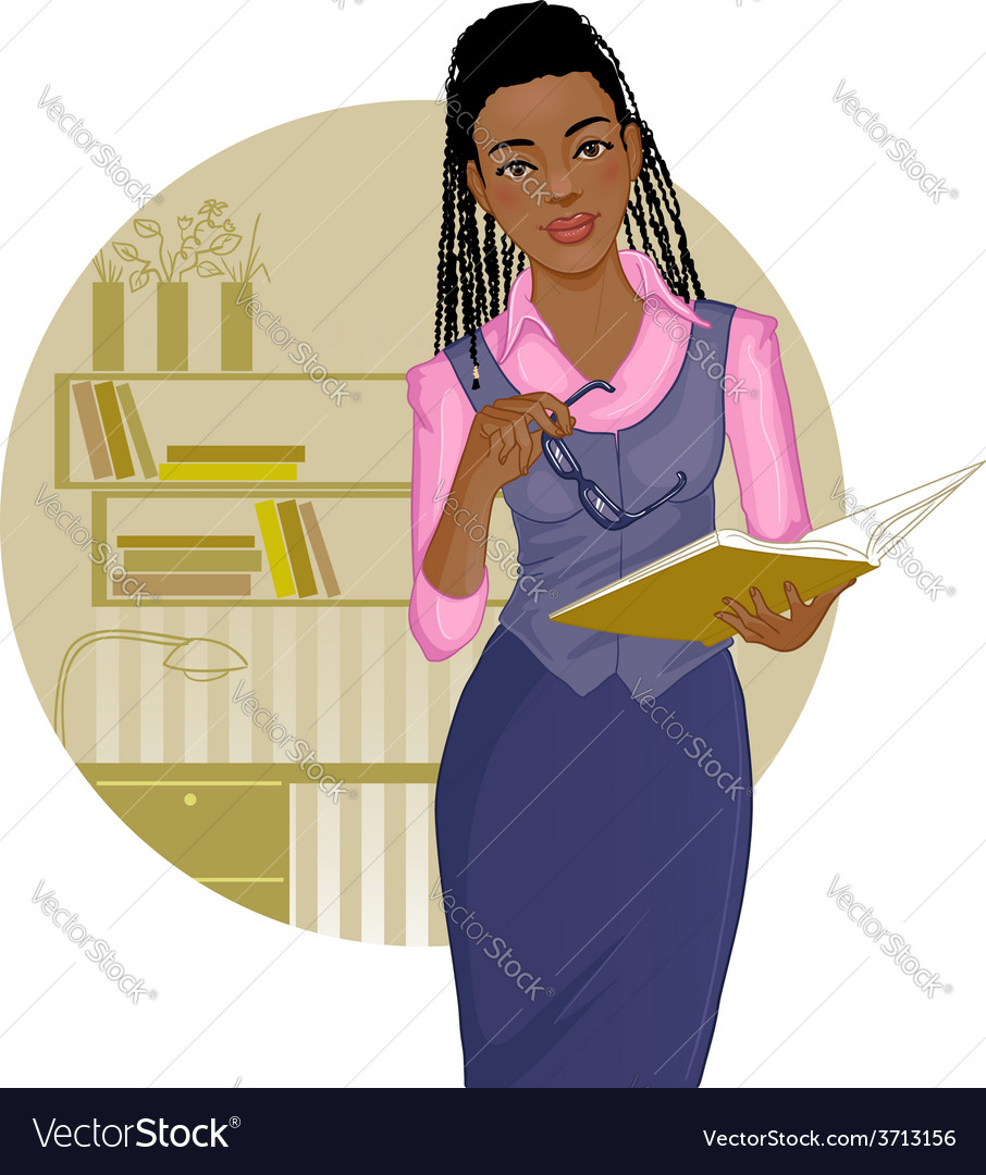 Business woman with journal near desk Royalty Free Vector