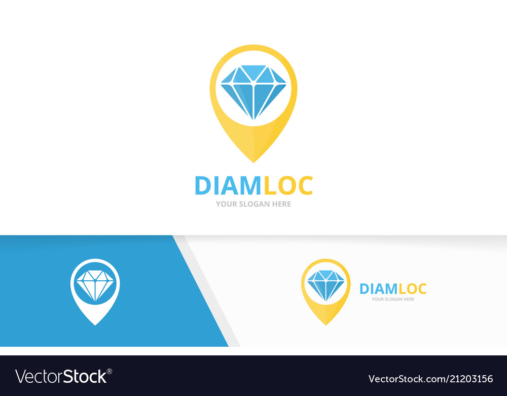 Diamond and map pointer logo combination