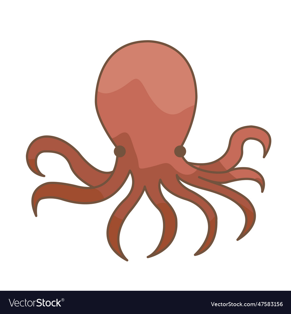 Octopus flat design for decoration on marine life Vector Image