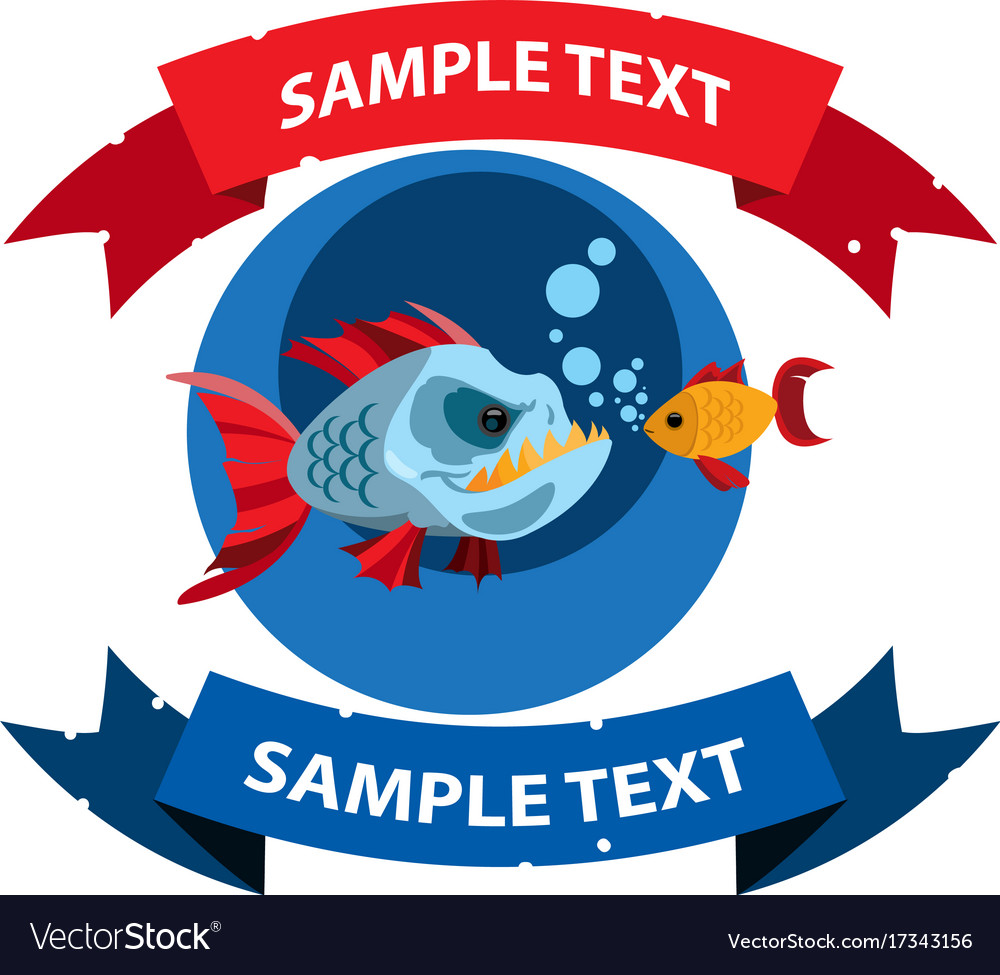 Piranha and goldfish with ribbon banner clipart