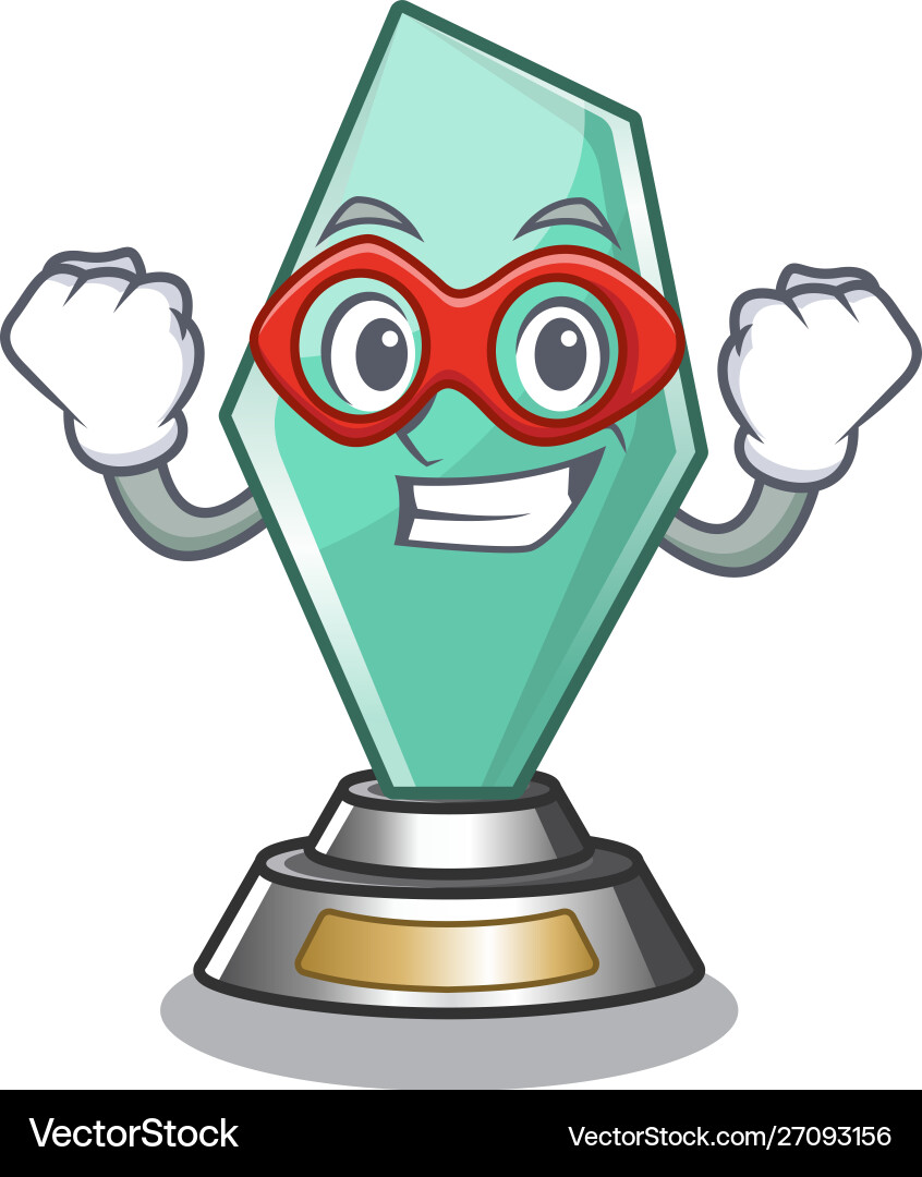 Super hero acrylic trophy isolated with mascot Vector Image