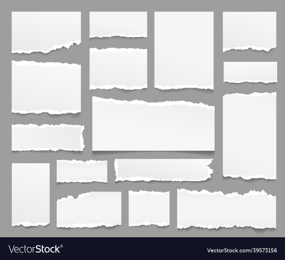 Torn paper sheets ripped papers strips isolated Vector Image