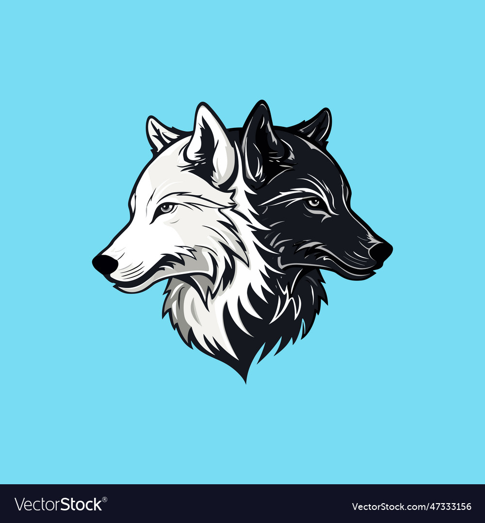 Two wolf egame logo design Royalty Free Vector Image