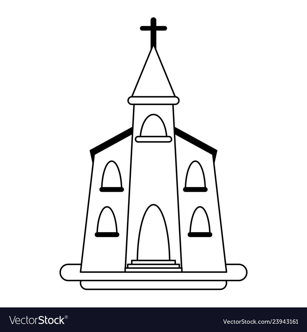 Catholic church building symbol black and white Vector Image