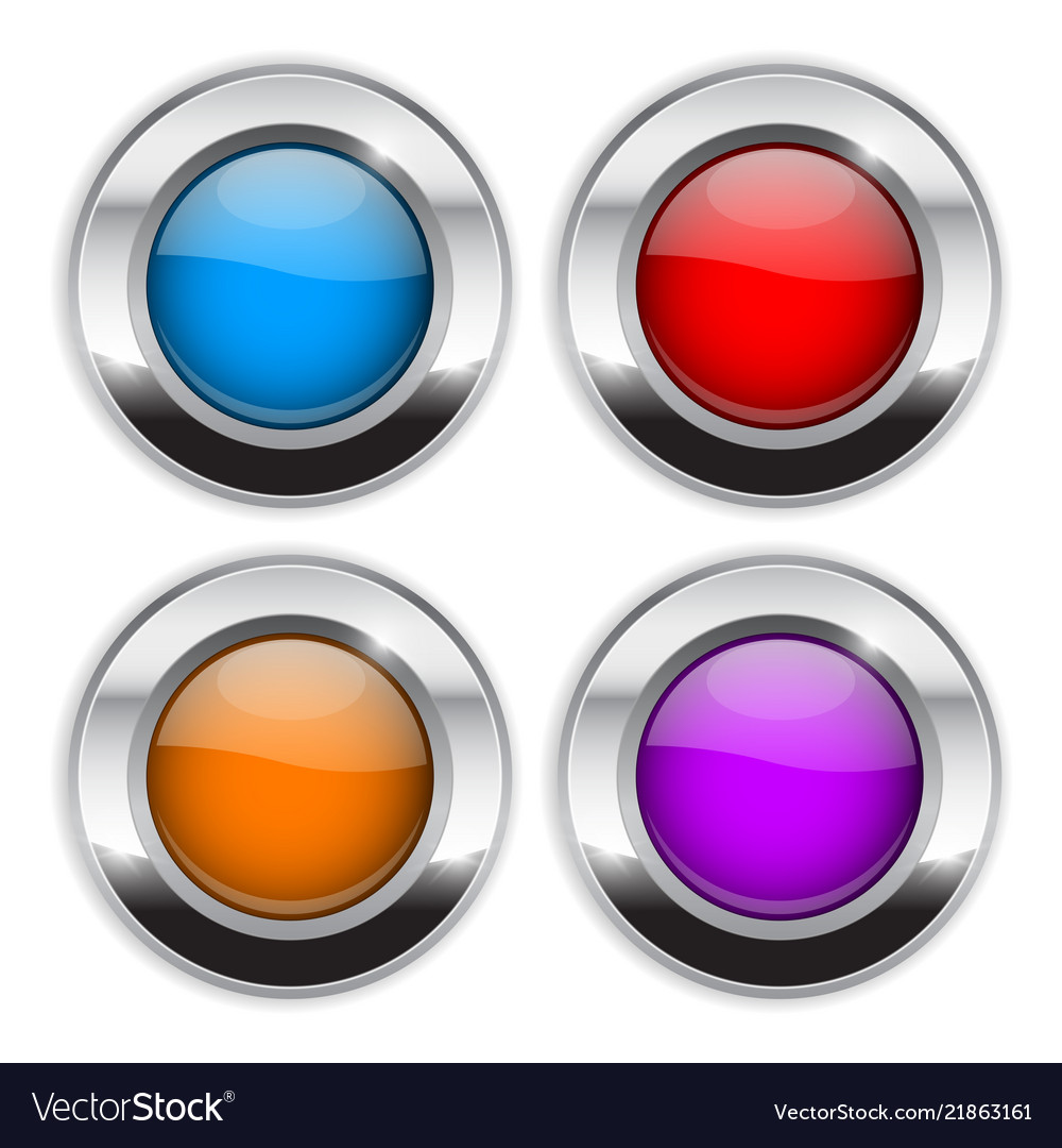 Colored round buttons glass 3d shiny icons