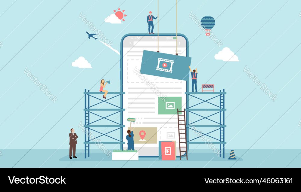 Moble web development concept banner Royalty Free Vector