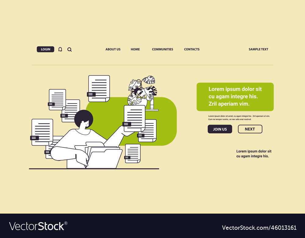 Woman sorting documents female secretary Vector Image