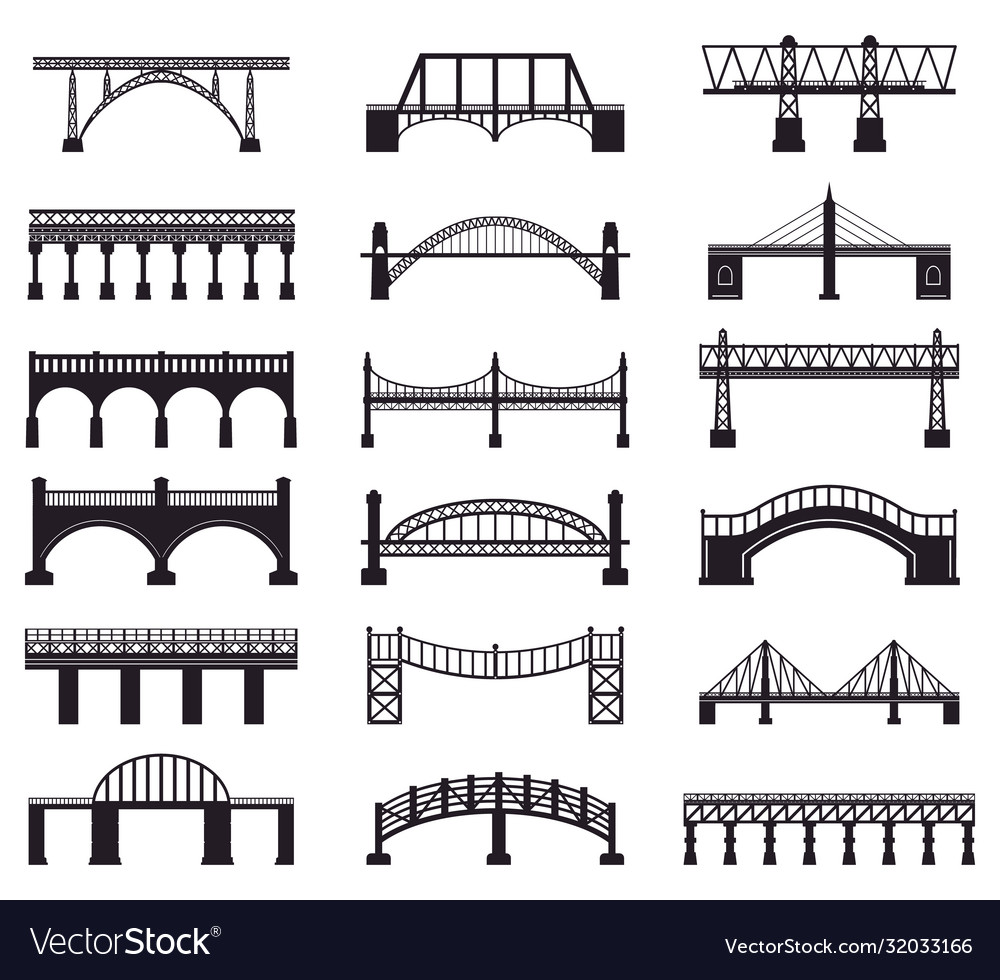 Bridge construction silhouette river bridge Vector Image